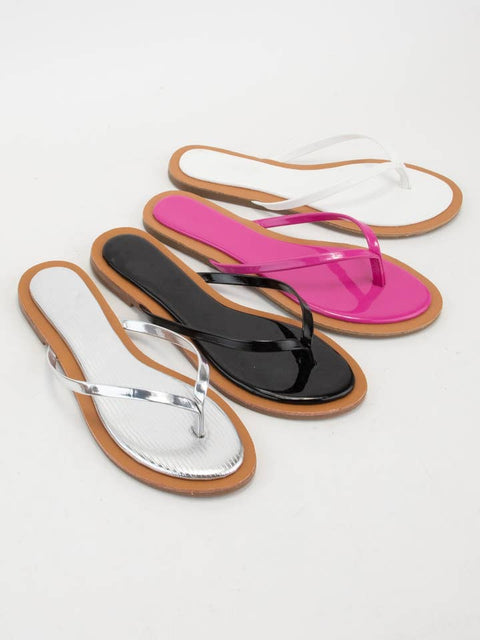 Silver Patent Flip Flop-Shoes > Womens > Flip Flops-Pink Dot Styles