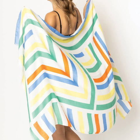 Fashion City-Abstract Geometric Print Scarf: NVY / ONE SIZE-Pink Dot Styles