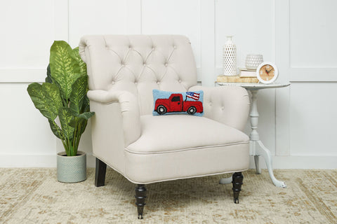 Patriotic Americana Red Truck 4th Of July Throw Pillow