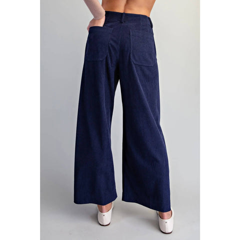 Corduroy Straight Leg Pants: Navy