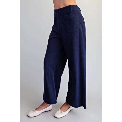 Corduroy Straight Leg Pants: Navy