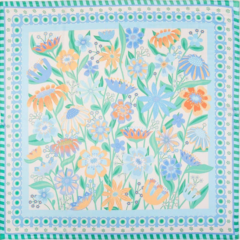 Retro Floral Print Square Bandana Scarf: Pink