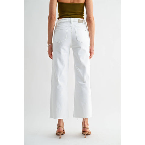 White High Rise Tummy Tuck Ankle Jeans