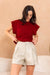 Red Ruffle Textured Sweater-Apparel > Womens > Tops > Sweaters-Pink Dot Styles