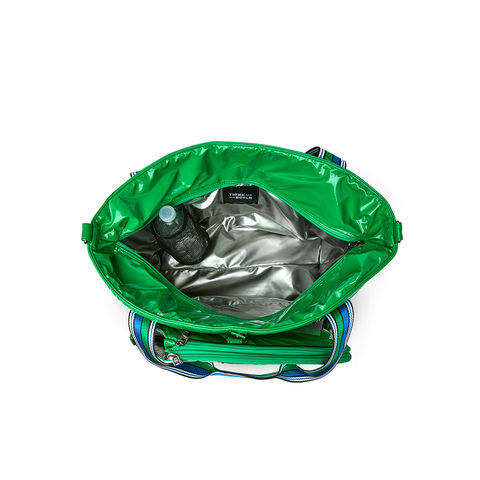 Think Royln-Love all Tennis Bag| Green Patent (Blue/Green Stripe)-Pink Dot Styles