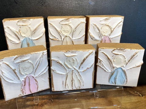 Coddiwomple-3x3 Angel handmade painted baby nursery wedding Easter: Powder blue-Pink Dot Styles