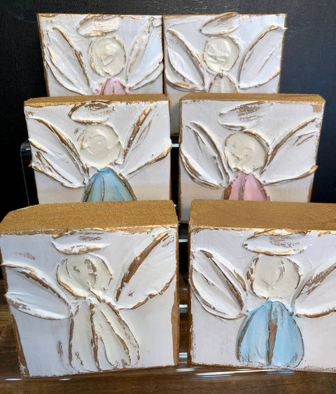 Coddiwomple-3x3 Angel handmade painted baby nursery wedding Easter: Powder blue-Pink Dot Styles