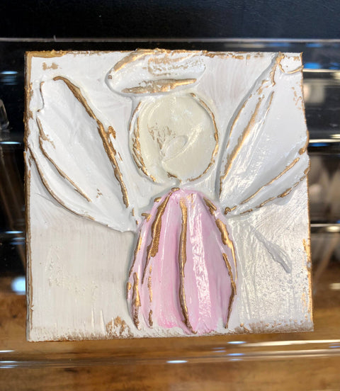Coddiwomple-3x3 Angel handmade painted baby nursery wedding Easter: Powder blue-Pink Dot Styles