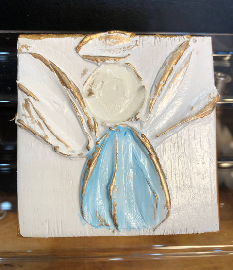 Coddiwomple-3x3 Angel handmade painted baby nursery wedding Easter: Powder blue-Pink Dot Styles