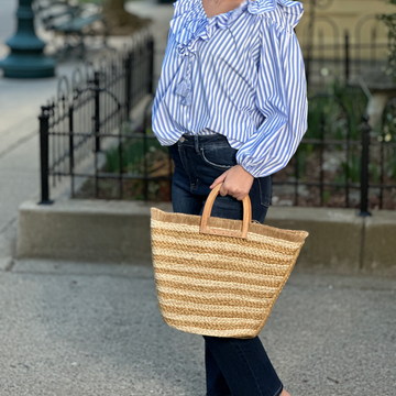 Straw Braided Striped Colored Tote Bag Final Sale Pink Dot Styles