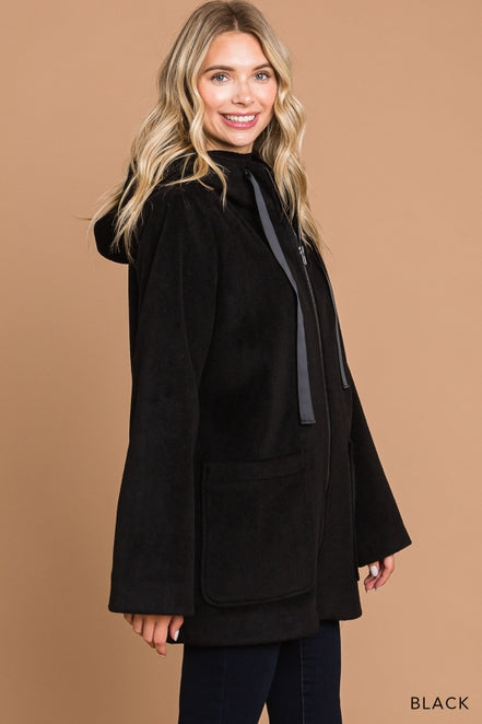 Women's Chunky Black Coat-Apparel > Womens > Outerwear > Jackets-Pink Dot Styles
