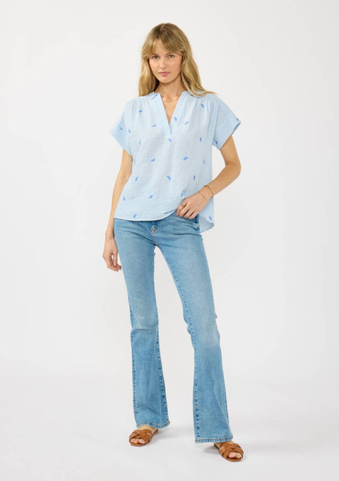Blue Stripe Dolman Sleeve Top