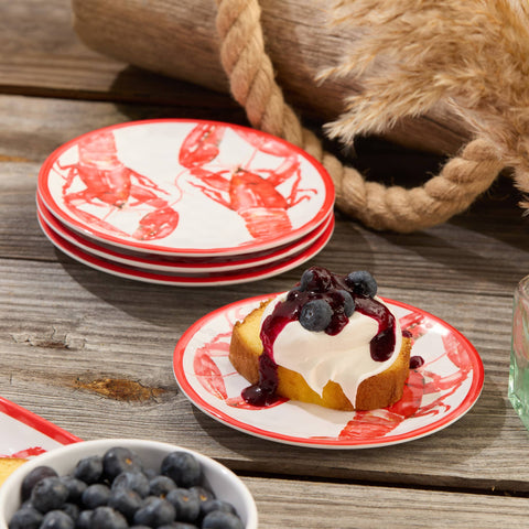 Beach House Lobster Set of 4 6in Canape Plates