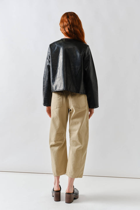 Whipstitch Edge Faux Leather Jacket