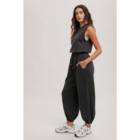 STYLE USA-Sleeveless Knit Jumpsuit-Pink Dot Styles