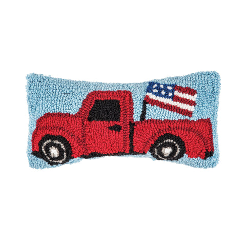 Patriotic Americana Red Truck 4th Of July Throw Pillow