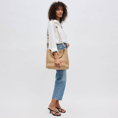 Sky's The Limit Medium Woven Neoprene Tote: Nude