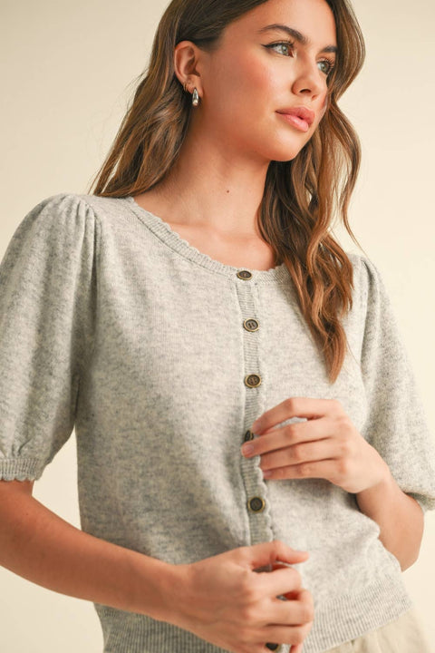 Heather Grey Short Sleeve Cardigan
