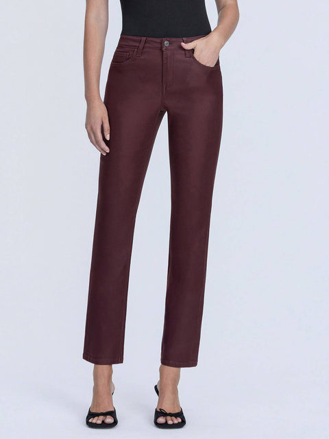 Wine Color Slim Straight Jeans