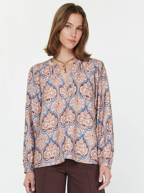 Boho Mauve Brown Blouse