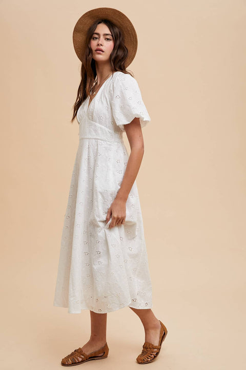 White Cotton Eyelet Dress