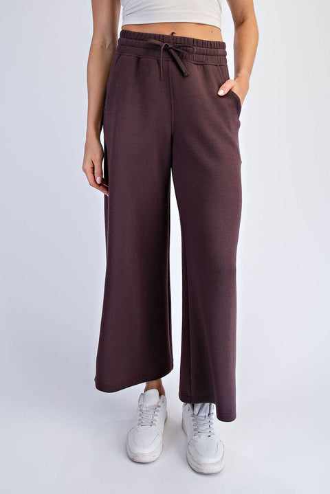 Modal Scuba Cropped Wide Pant: Espresso