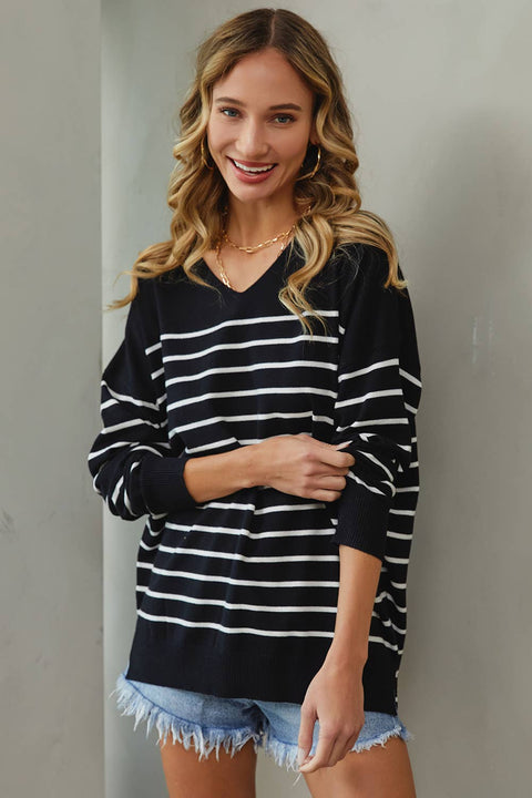 Sweet Lovely by Jen-Black & Ivory Lightweight Casual Sweater-Pink Dot Styles