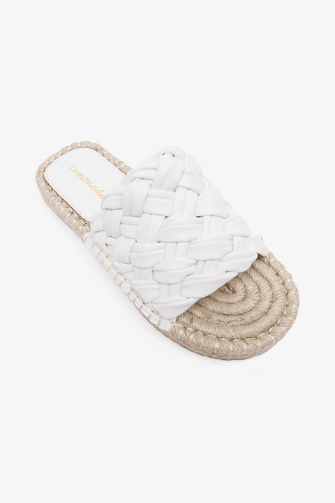 Lemonade Shoes-Woven Sandals, Beach Style, Casual Chic: White-Pink Dot Styles
