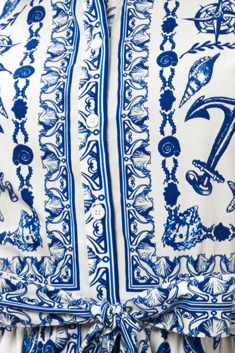 Nautical Blue & White Pattern Dress