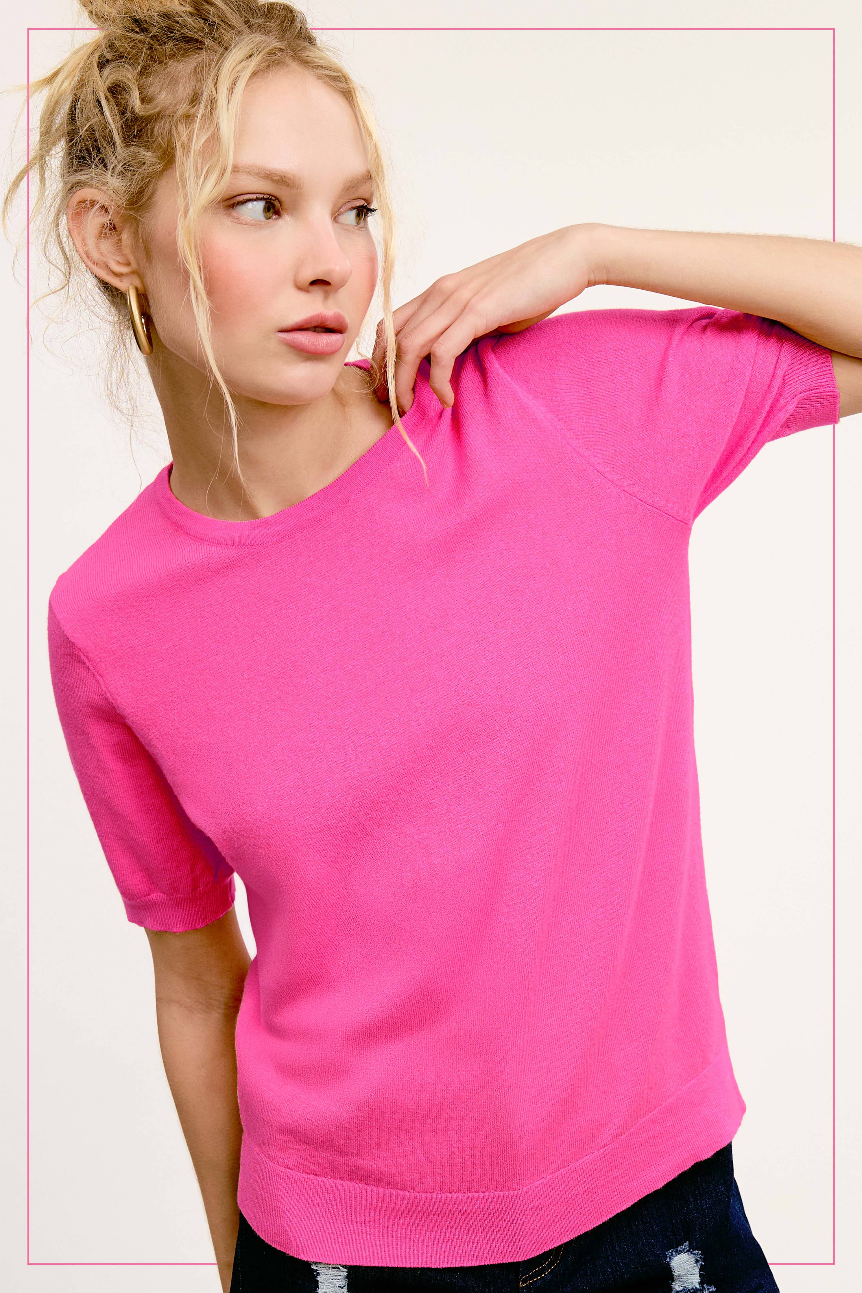 ★WAIKEI★ Dot Raglan Short Sleeve T-shirt Pink YKBE02TS04-2 Premium Heather Short Sleeve Crew Neck Tee | ZuniSportswear