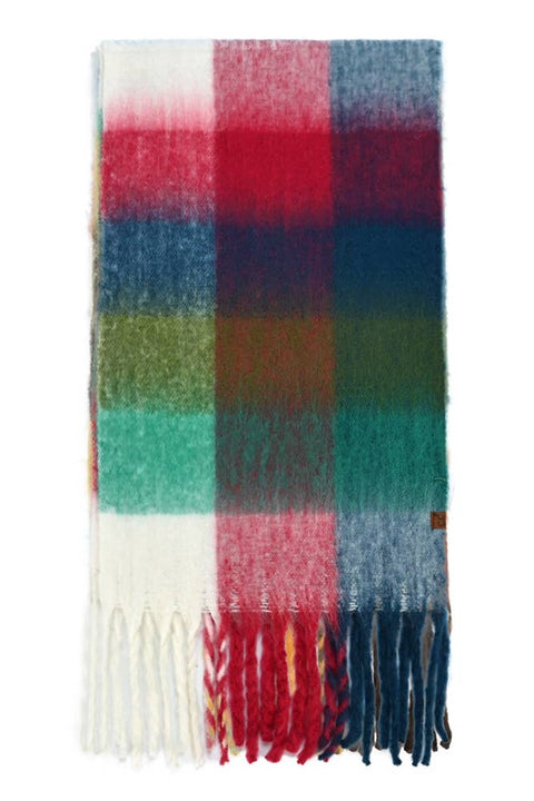 C.C Multi Color Block Plaid Check Pattern Woven Winter Scarf: 13