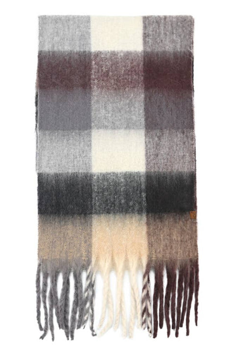 C.C Multi Color Block Plaid Check Pattern Woven Winter Scarf
