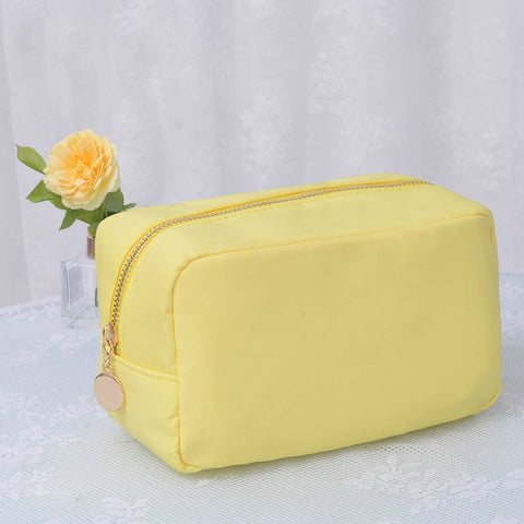 Emma Round Zippered Nylon Cosmetic Pouch Bag