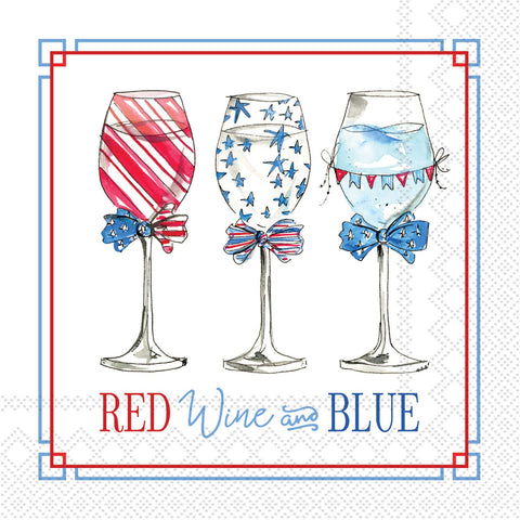 Paper Cocktail Napkins 20 Ct Patriotic Wine Rosanne Beck
