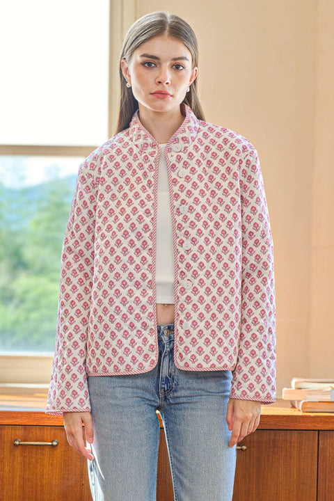 ROSIE POSIE-Two-in-One Reversible Floral and Stripe Jacket-Pink Dot Styles