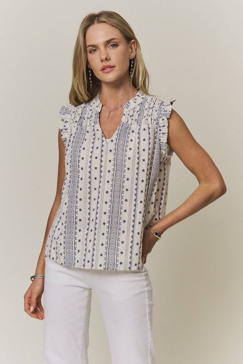 Boho Ruffle Cap Sleeve Top