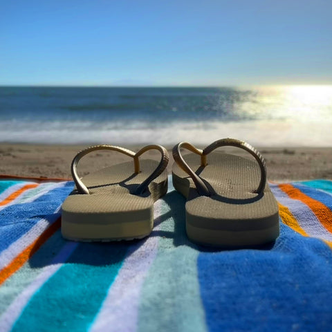 Malibu Jane-Ventura Flip Flop in Gold-Pink Dot Styles