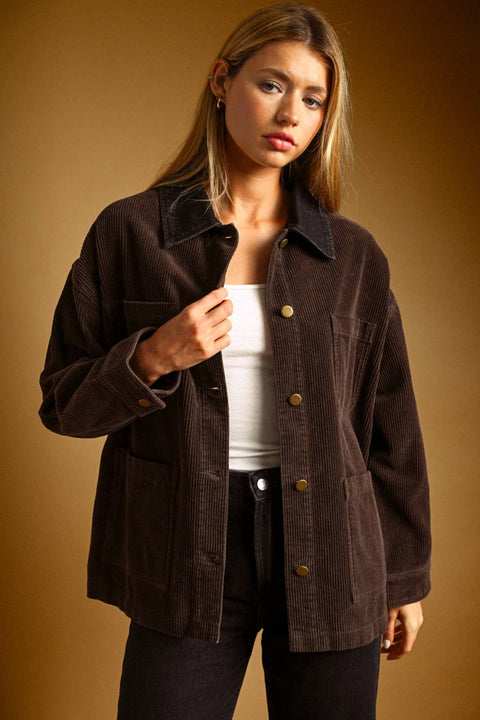 Corduroy Barn Jacket: Brown