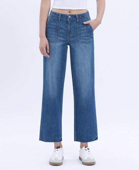 High Rise Utility Straight Jeans