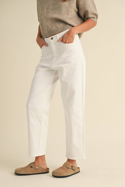 Tapered Cotton Pants: White