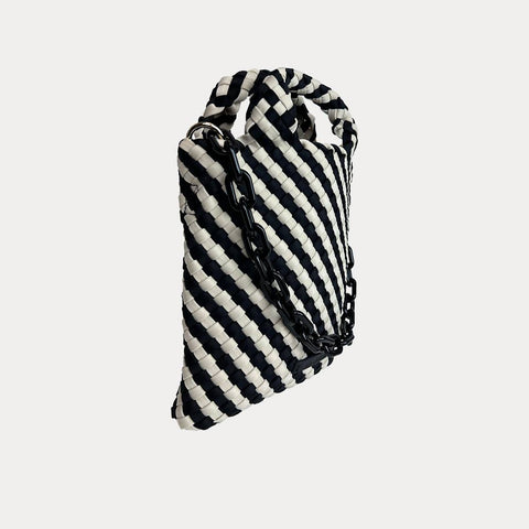 AHDORNED-Lola Neoprene Crossbody Bag I Black & Ecru-Pink Dot Styles
