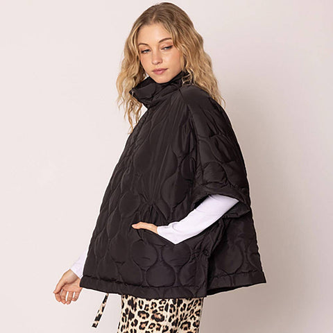 Quilted Puffer Pullover Poncho