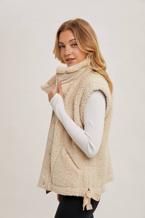 Fleece Sherpa Mock Neck Vest