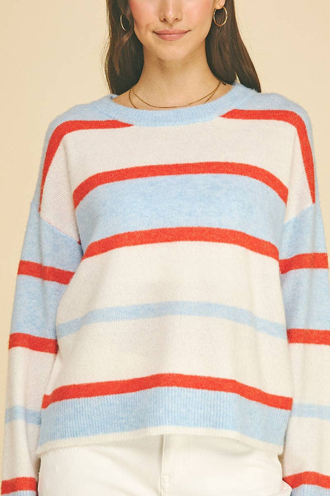 Multi Color Striped Knit Sweater
