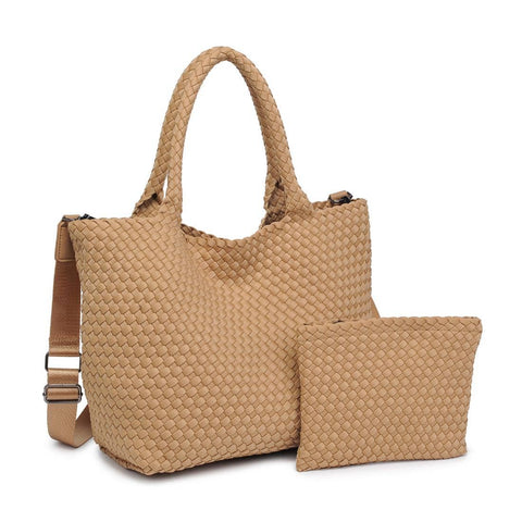 Sky's The Limit Medium Woven Neoprene Tote: Nude