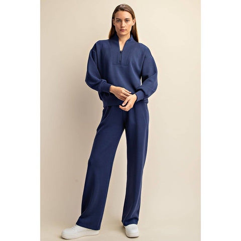 Rae Mode-MODAL SCUBA LUXE HALF ZIP JACKET: Smoky Navy / S-M-L(2-2-2)-Pink Dot Styles