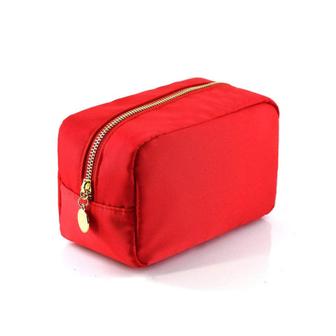 Emma Round Zippered Nylon Cosmetic Pouch Bag