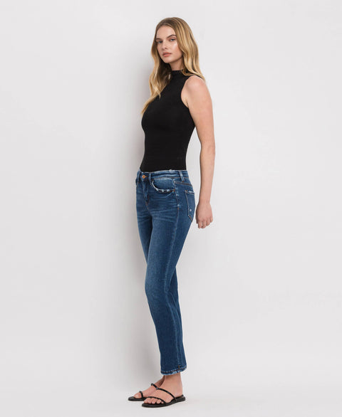 FLYING MONKEY-Straight Ankle Slim Jeans-Pink Dot Styles