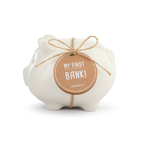 Neutral Ceramic Classic Piggy Bank - 7x5.5x6in
