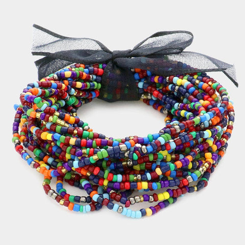 25PCS - Seed Beaded Stretch Bracelets
: Yellow